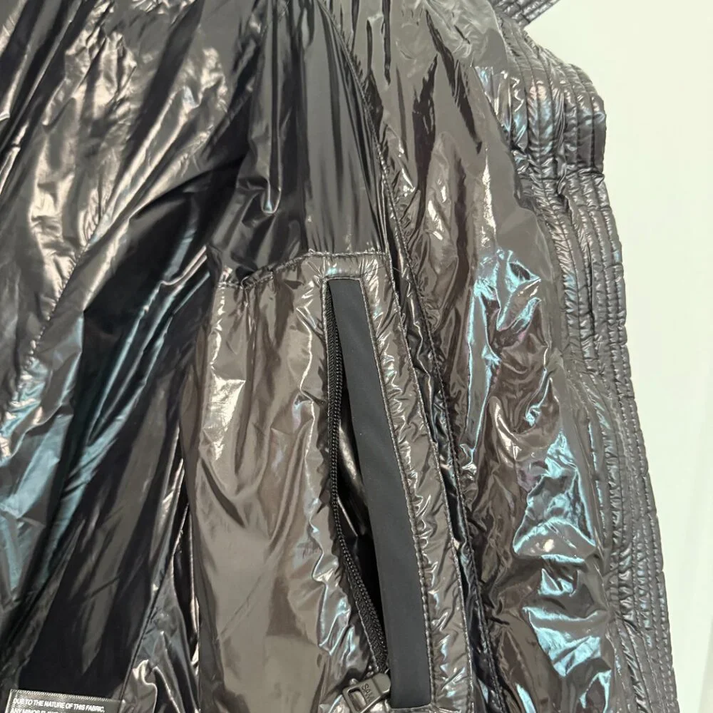 SAM. New York Glossy Down Puffer Jacket L Black/Charcoal | $395 Retail - Picture 3 of 10